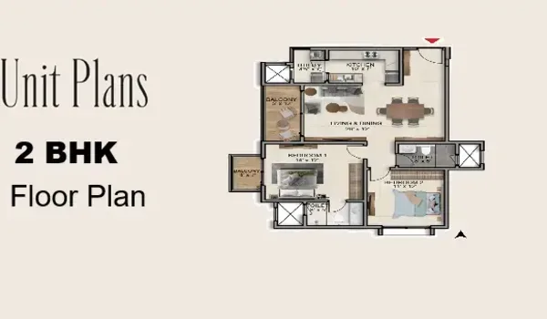 Shriram Sway of the Trees 2 BHK floor plan, 1,210 sq.ft. super built-up area